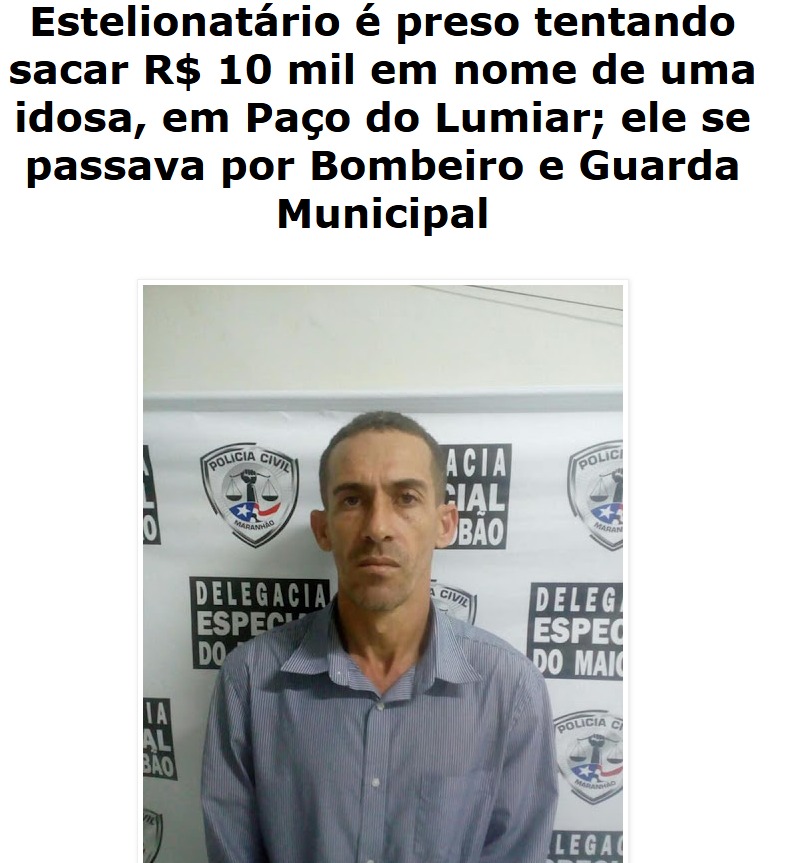 Presidente da CEIP já foi preso em flagrante por estelionato.